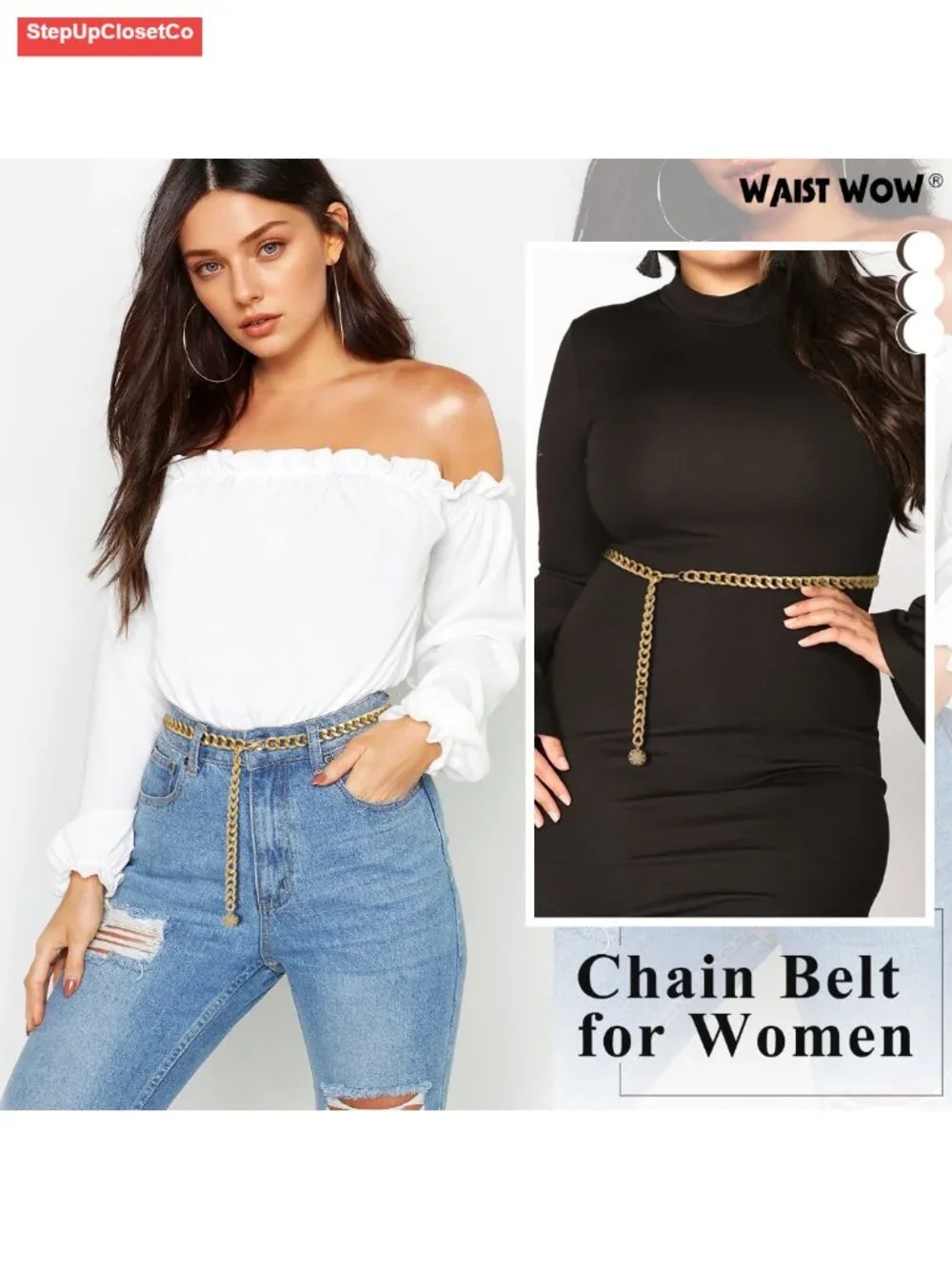 Gold Chain Belt Women Metal Waist Chain Adjustable Coin Pendant Body Belt